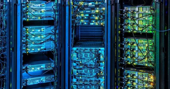 data center towers with switches and connected cables Data Center Optimization